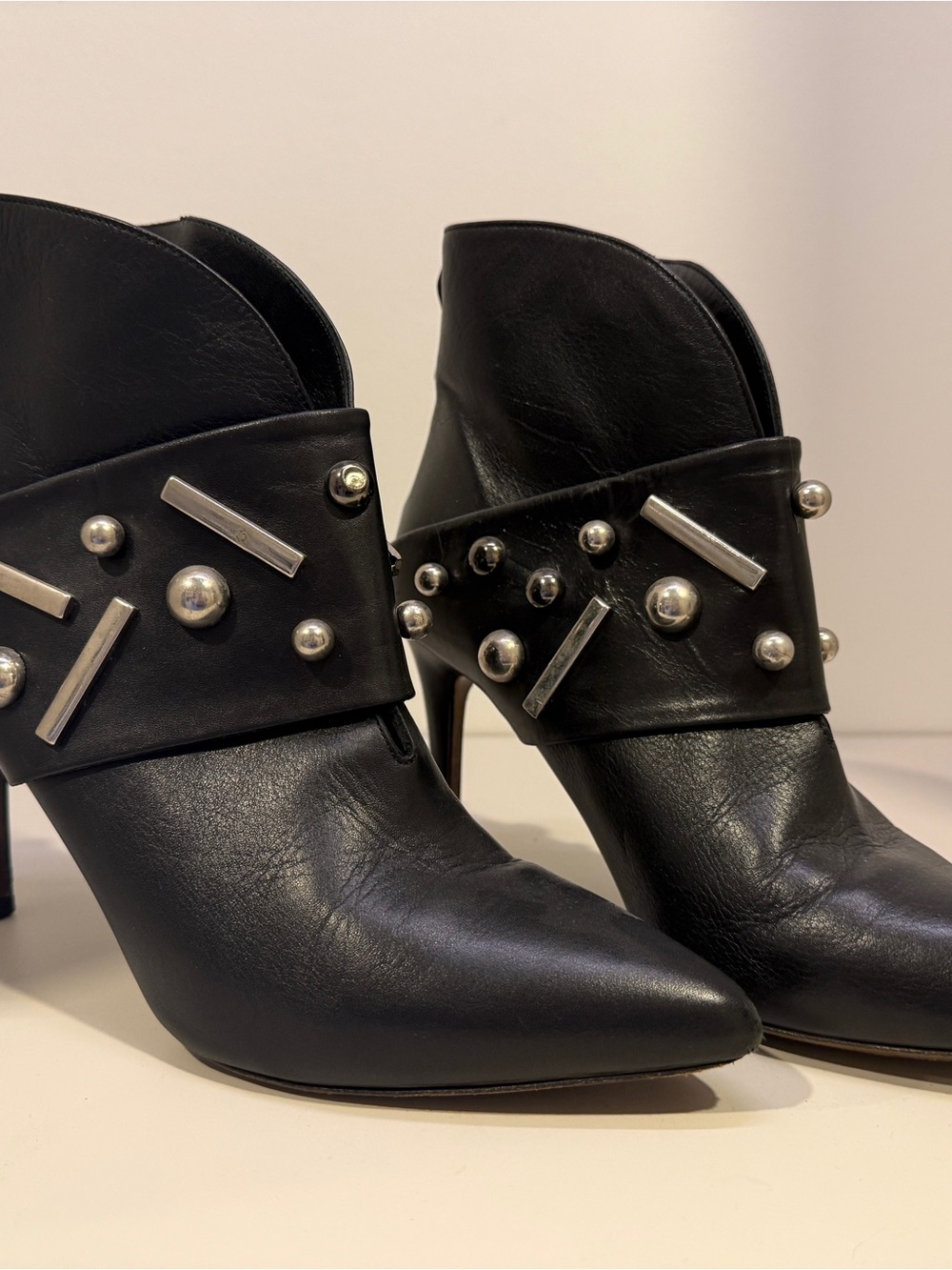 Donald J. Pliner Black Studded Leather Ankle Booties